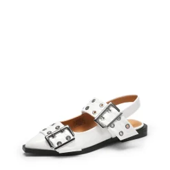 Pointed-toe Buckle Slingback Flats