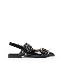 Pointed-toe Buckle Slingback Flats