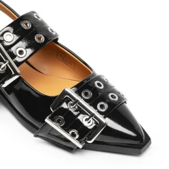 Pointed-toe Buckle Slingback Flats