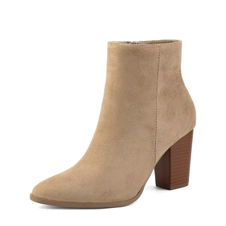 Pointed Toe Chunky Heel Ankle Boots