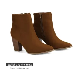 Pointed Toe Chunky Heel Ankle Boots