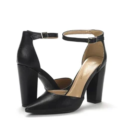 Pointed Toe Chunky Heel Pumps