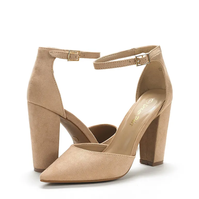 Pointed Toe Chunky Heel Pumps