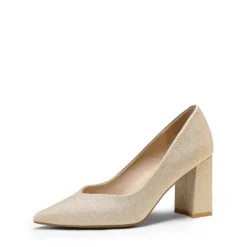 Pointed Toe Chunky High Heel Pumps