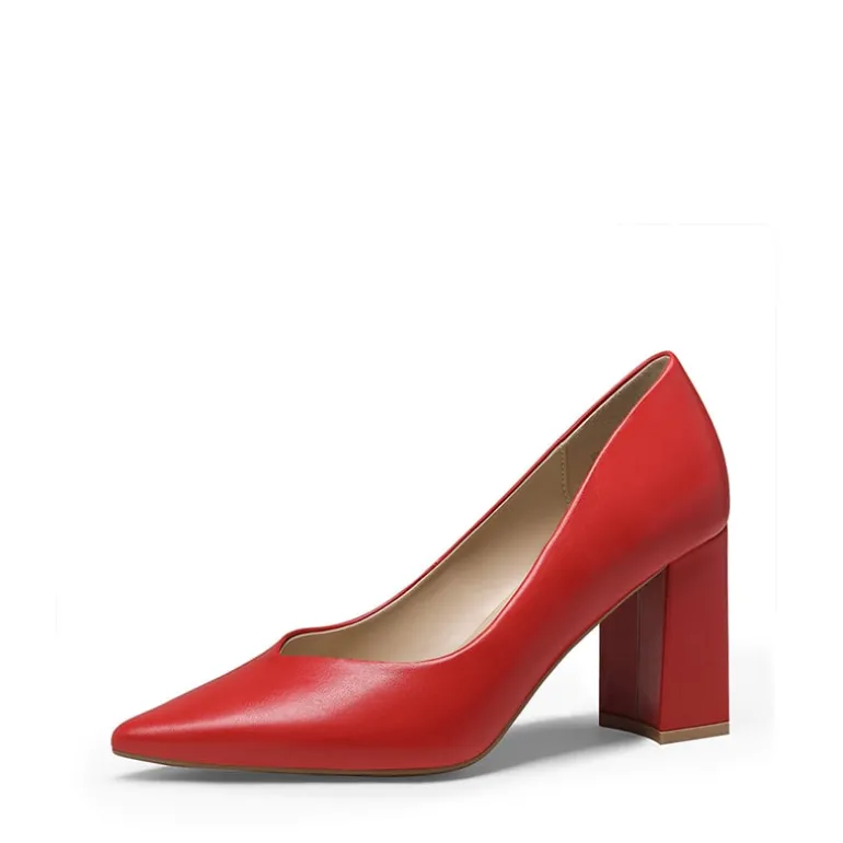 Pointed Toe Chunky High Heel Pumps