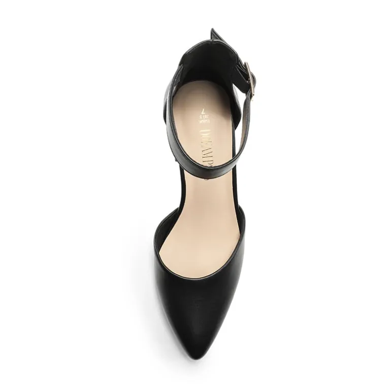 Pointed Toe Chunky Mid Heel Pumps
