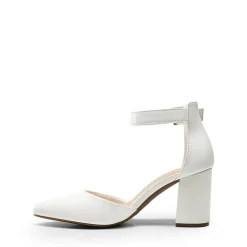 Pointed Toe Chunky Mid Heel Pumps