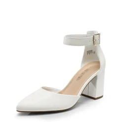 Pointed Toe Chunky Mid Heel Pumps