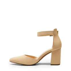 Pointed Toe Chunky Mid Heel Pumps