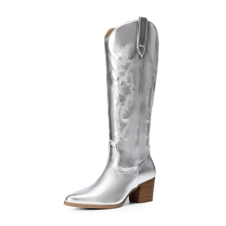 Pointed-Toe Cowgirl Knee-high Boots