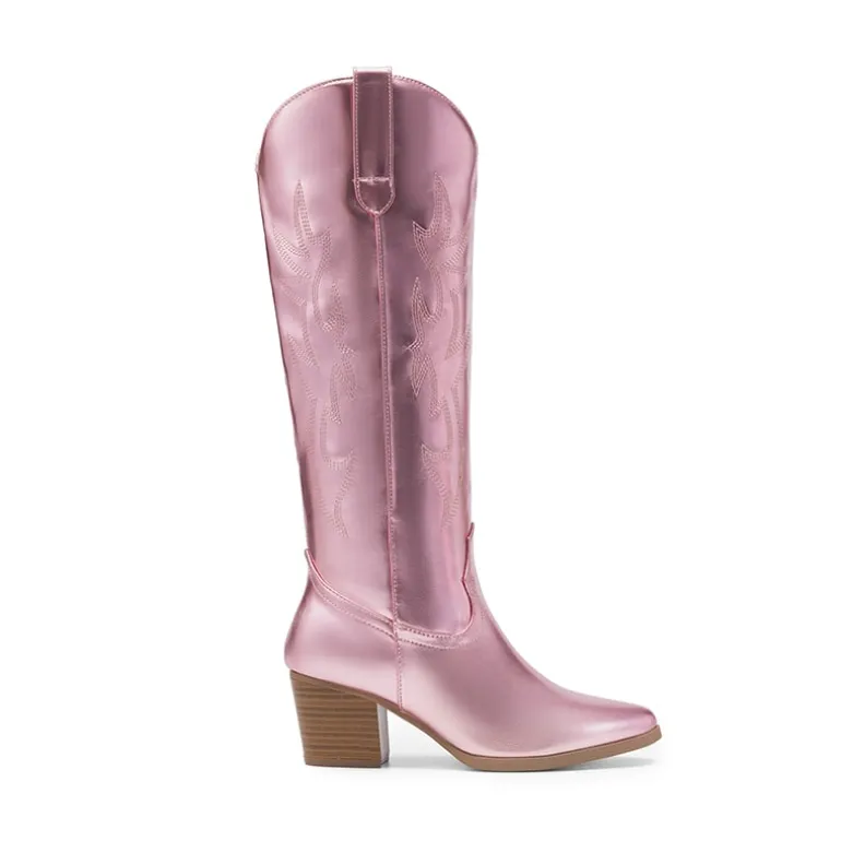 Pointed-Toe Cowgirl Knee-high Boots