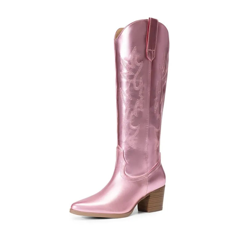 Pointed-Toe Cowgirl Knee-high Boots