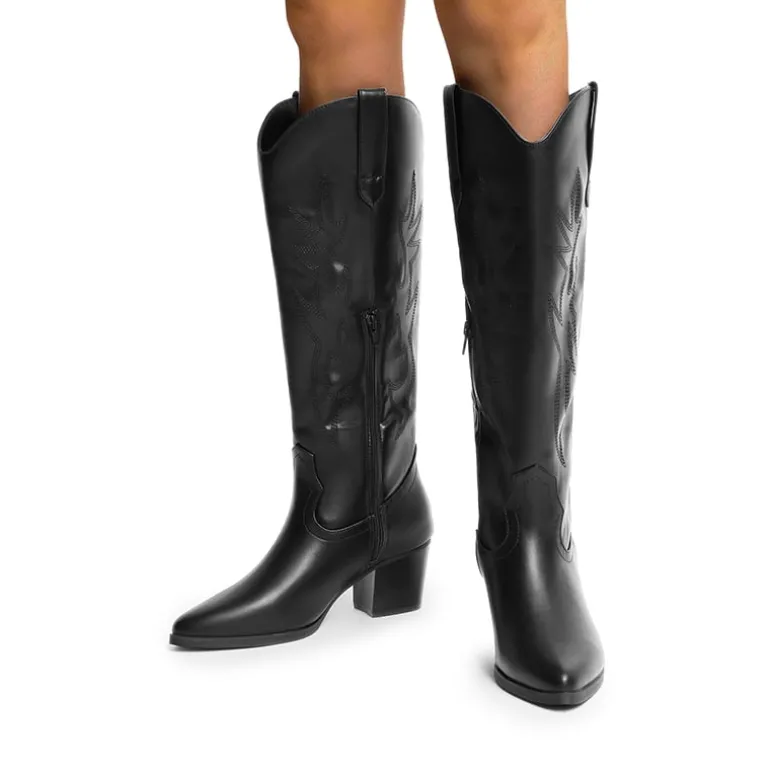 Pointed-Toe Cowgirl Knee-high Boots