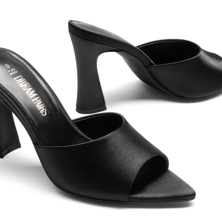 Pointed Toe Flared Heel Sandals