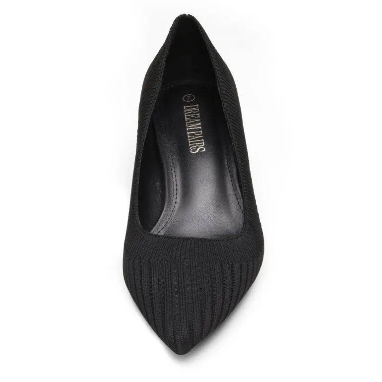Pointed Toe Knitted Kitten Heel Pumps