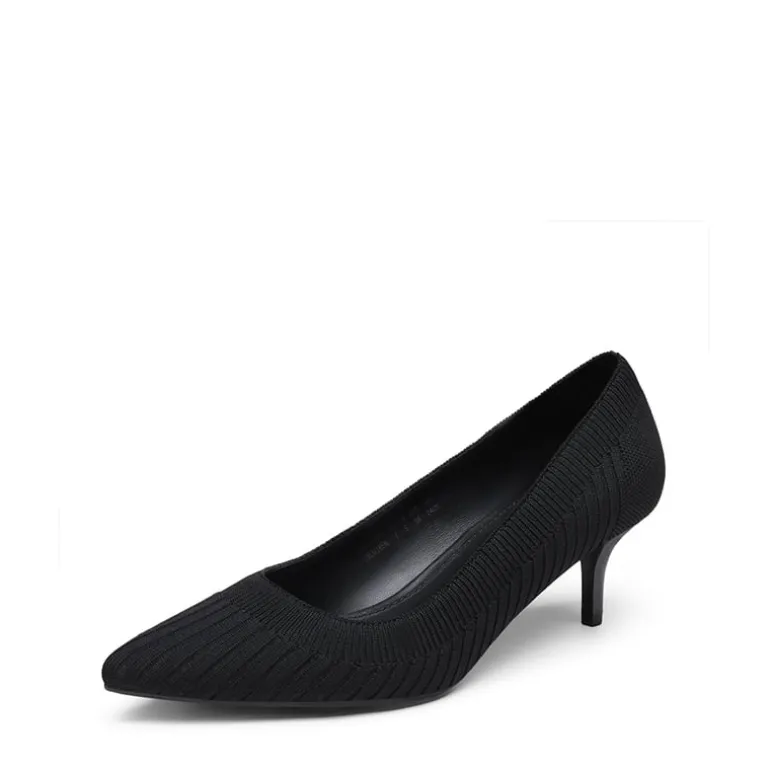 Pointed Toe Knitted Kitten Heel Pumps