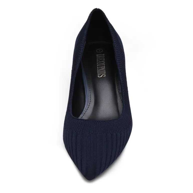 Pointed Toe Knitted Kitten Heel Pumps