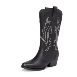 Pointed-Toe Mid-calf Cowgirl Boots