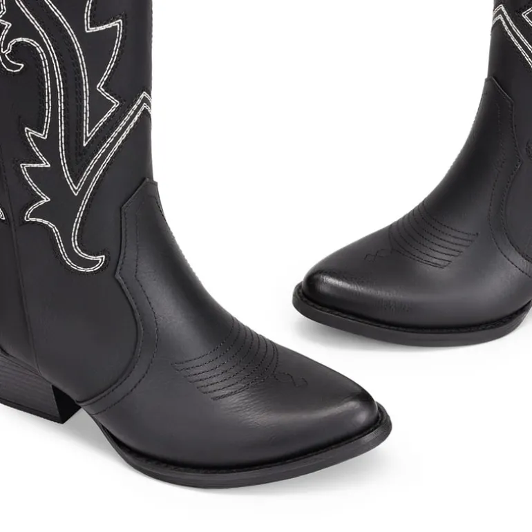 Pointed-Toe Mid-calf Cowgirl Boots