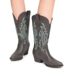 Pointed-Toe Mid-calf Cowgirl Boots