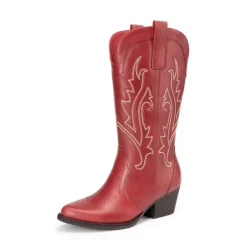 Pointed-Toe Mid-calf Cowgirl Boots