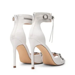 Pointed Toe Moto-Inspired Stiletto Heel Sandals