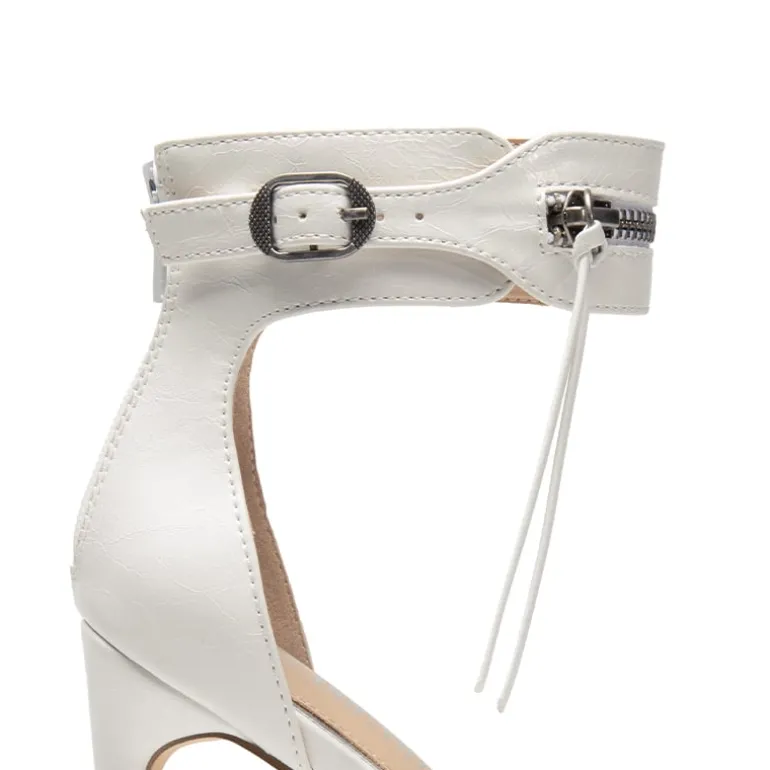 Pointed Toe Moto-Inspired Stiletto Heel Sandals