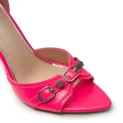 Pointed Toe Moto-Inspired Stiletto Heel Sandals