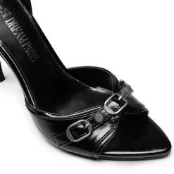 Pointed Toe Moto-Inspired Stiletto Heel Sandals