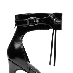Pointed Toe Moto-Inspired Stiletto Heel Sandals