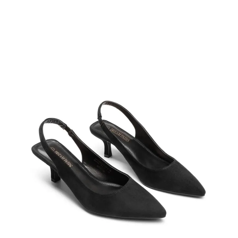 Pointed Toe Slingback Kitten Heel Pumps