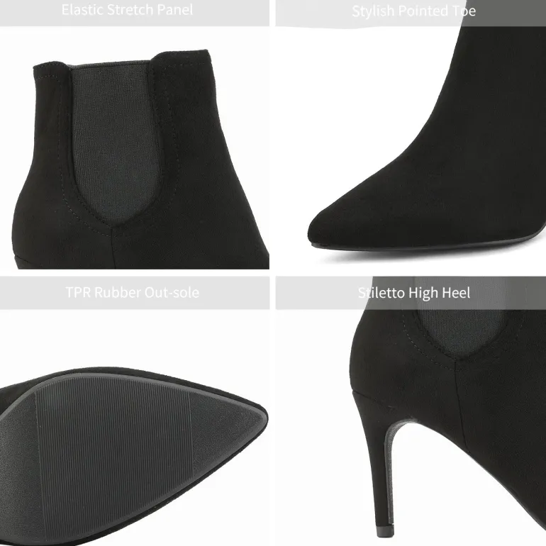 Pointed Toe Stiletto Chelsea Ankle Booties
