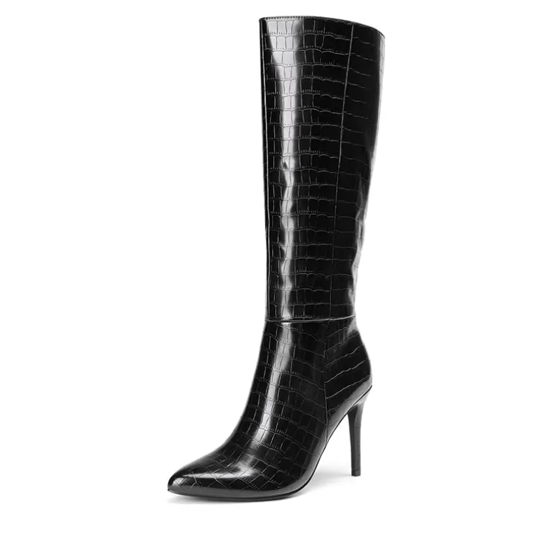 Pointed Toe Stiletto High Heel Knee High Boots
