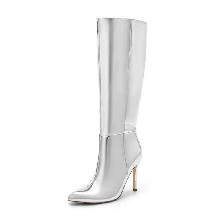Pointed Toe Stiletto High Heel Knee High Boots