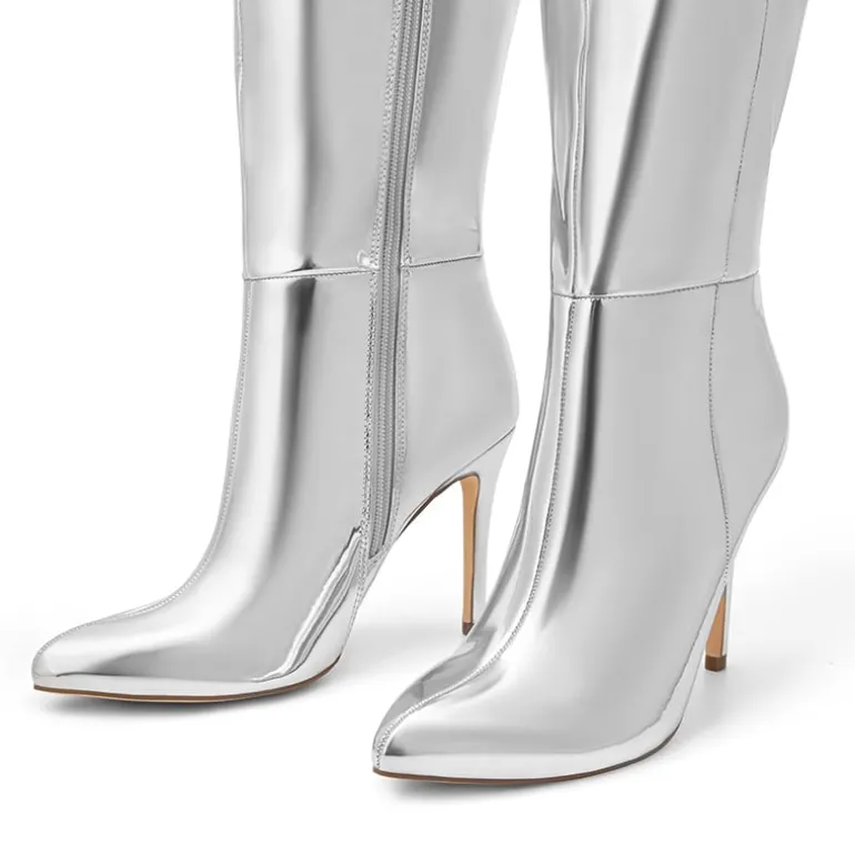 Pointed Toe Stiletto High Heel Knee High Boots