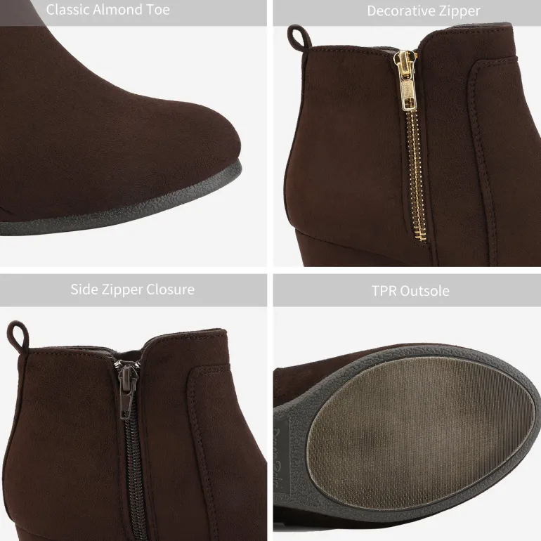 Pointed Toe Suede Wedge Bootie