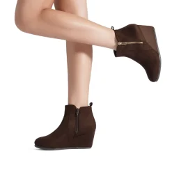 Pointed Toe Suede Wedge Bootie