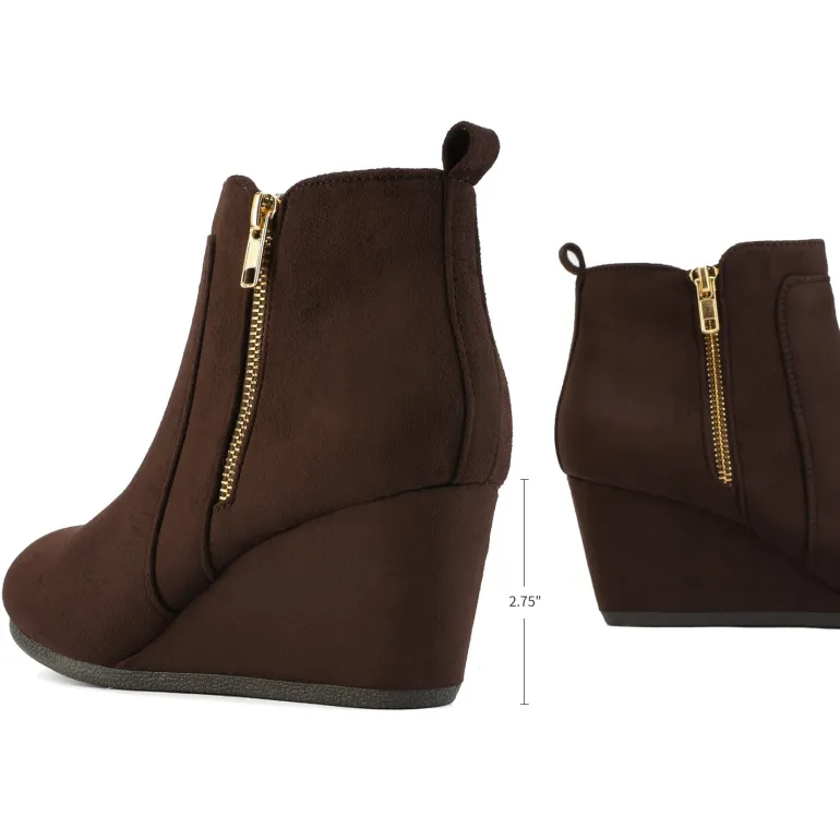 Pointed Toe Suede Wedge Bootie