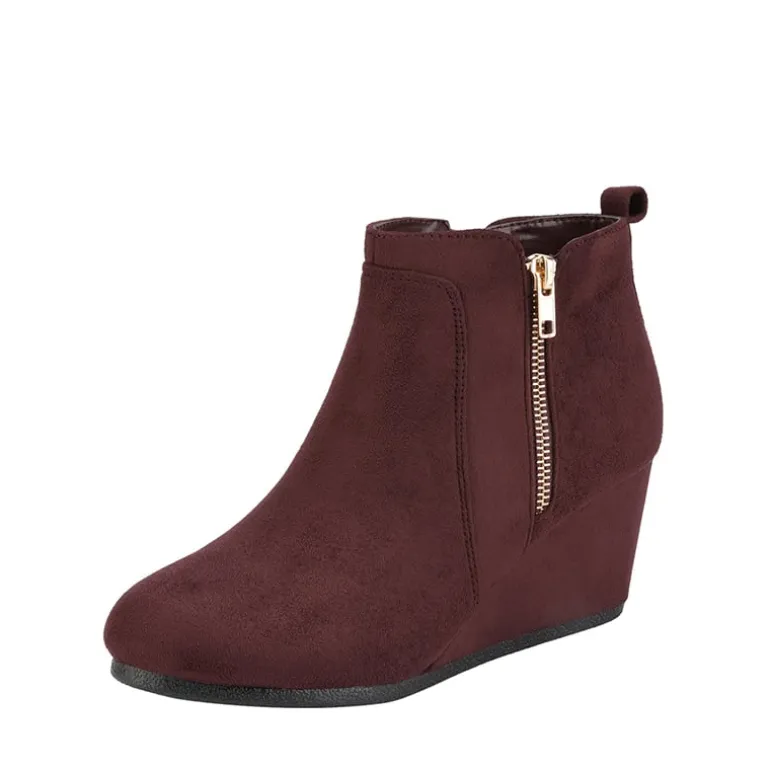 Pointed Toe Suede Wedge Bootie