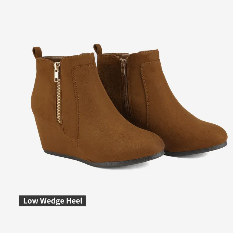 Pointed Toe Suede Wedge Bootie