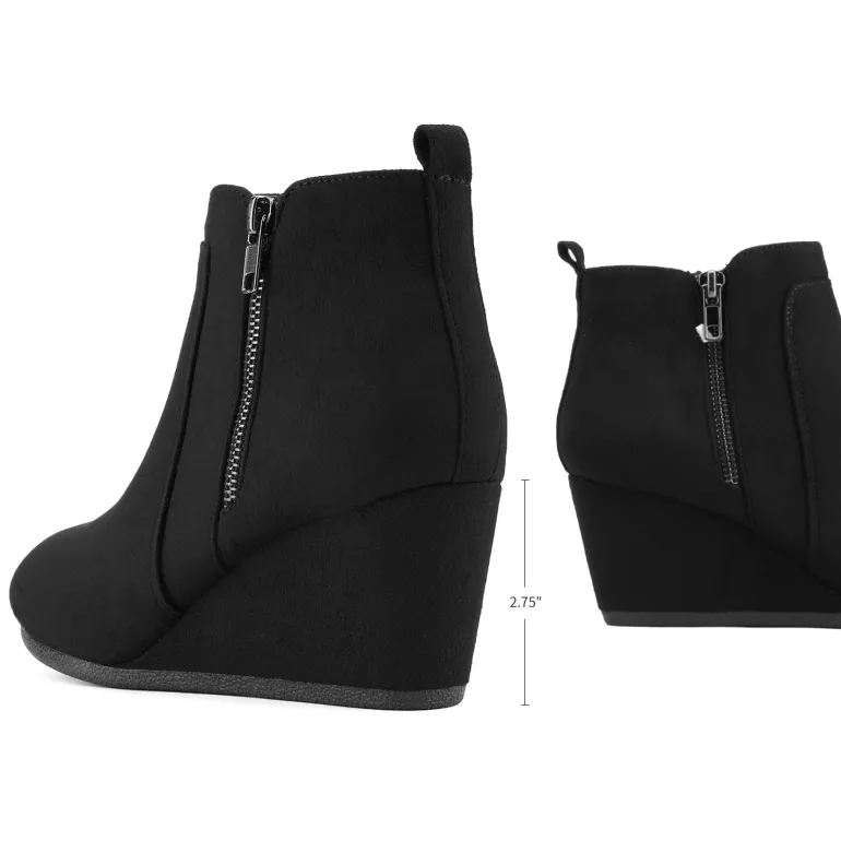 Pointed Toe Suede Wedge Bootie