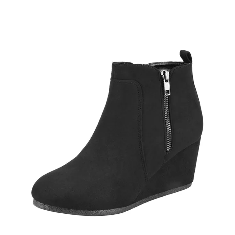 Pointed Toe Suede Wedge Bootie