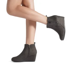 Pointed Toe Suede Wedge Bootie
