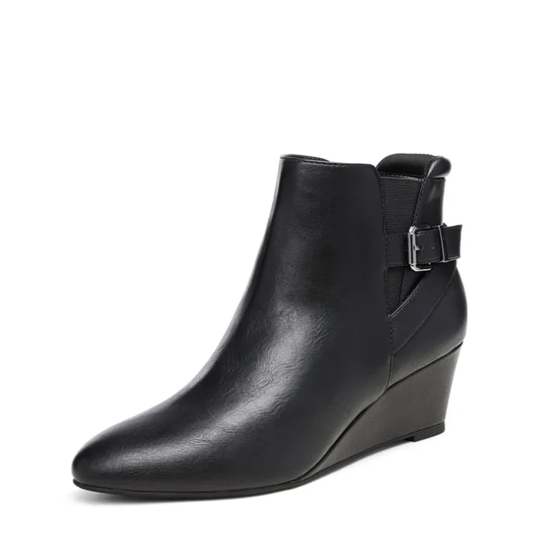 Pointed Toe Wedge Heel Ankle Booties