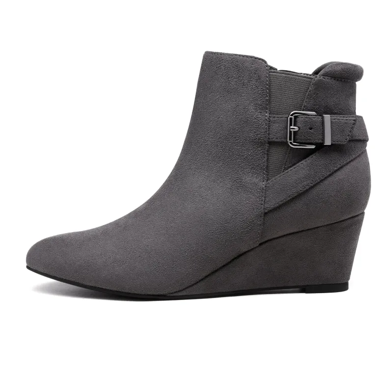 Pointed Toe Wedge Heel Ankle Booties