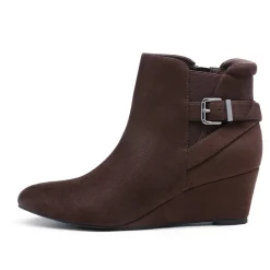Pointed Toe Wedge Heel Ankle Booties