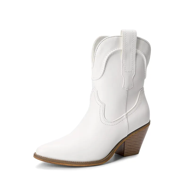 Pointed Toe Western Cowboy Mid Calf Boots