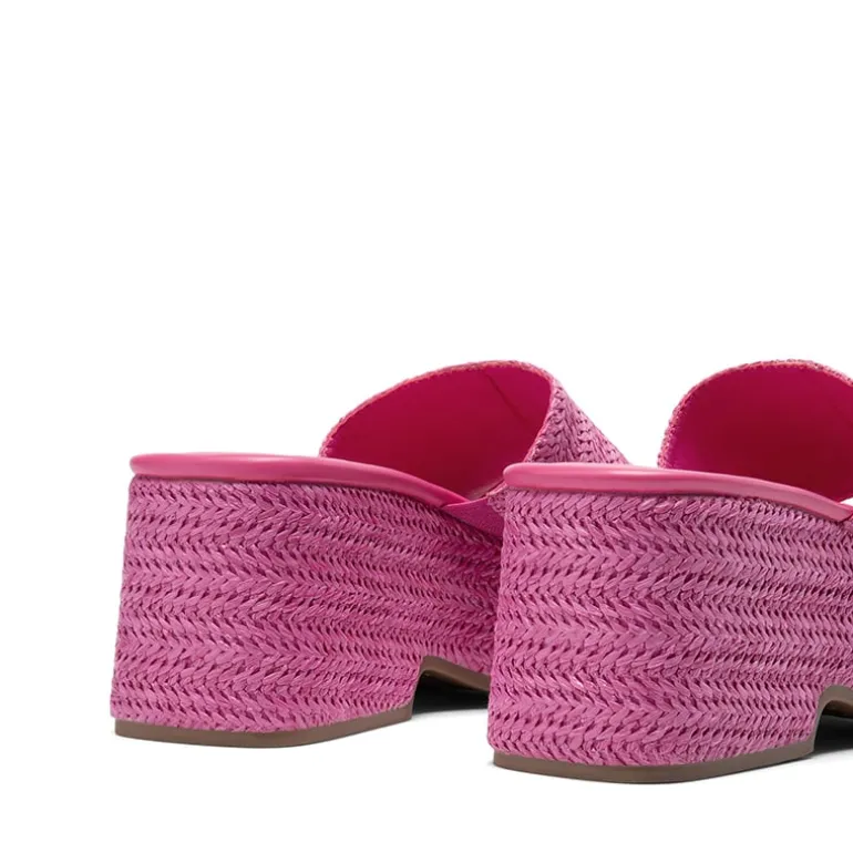 Raffia Platform Wedge Slide Sandals