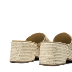Raffia Platform Wedge Slide Sandals