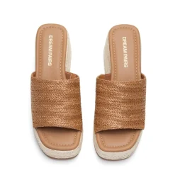 Raffia Platform Wedge Slide Sandals